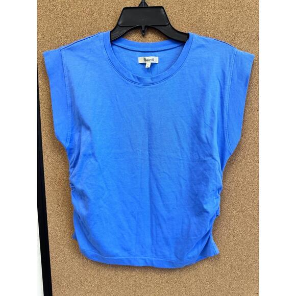 Madewell Tops - NWT Madewell Blue Sleeveless Gathered Side Top Womens Small NJ787 SU24